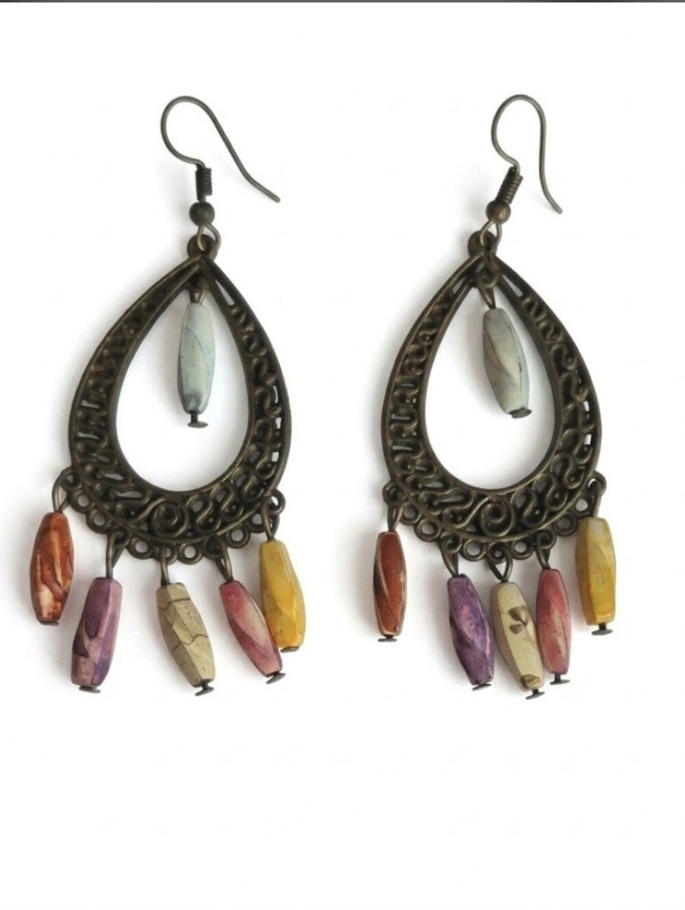 Bohemian Multicolor Teardrop Dangle Earrings